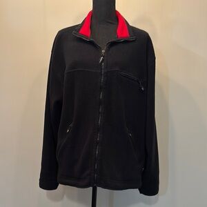 Y2K Outersport Women’s Size M Fleece Zip‎ up Jacket Stylish Black and Red